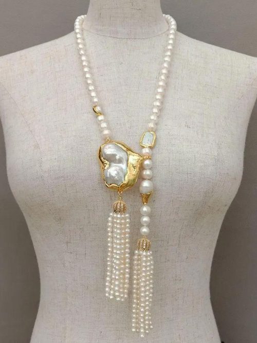 Saylor Keshi Pearl Asymmetric Necklace