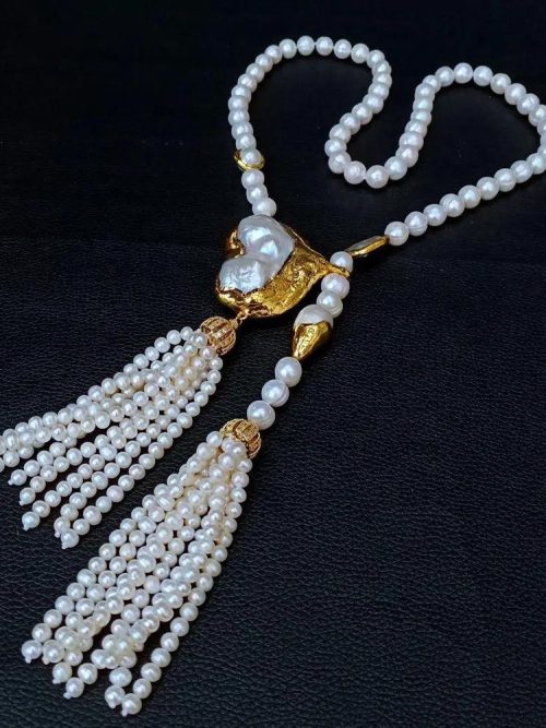 Saylor Keshi Pearl Asymmetric Necklace