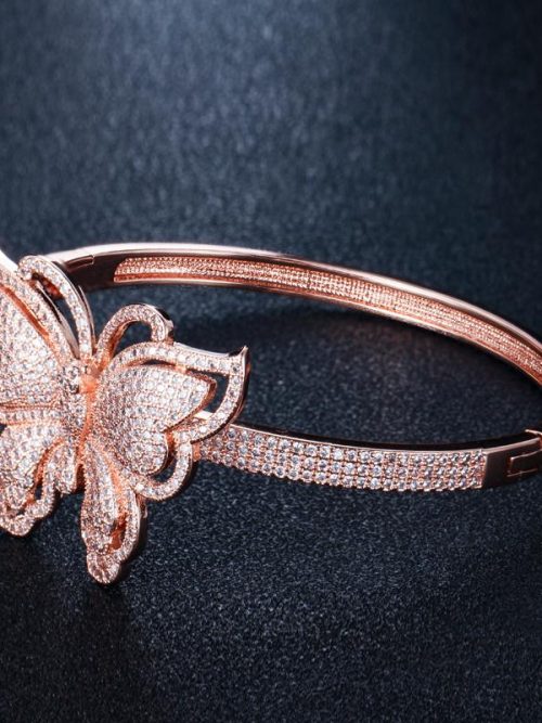 Gelic Zirconia Butterfly Bangle – Gold