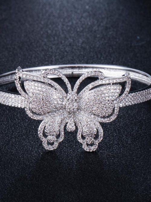 Gelic Zirconia Butterfly Bangle – Silver