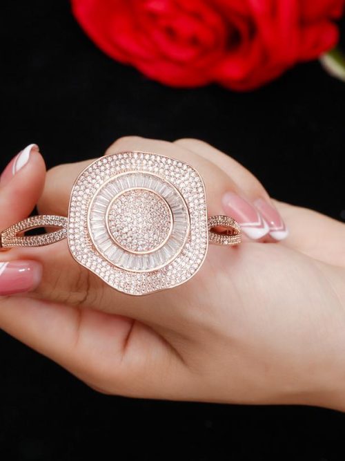 Gelara Zirconia Flower Bangle – Rose Gold