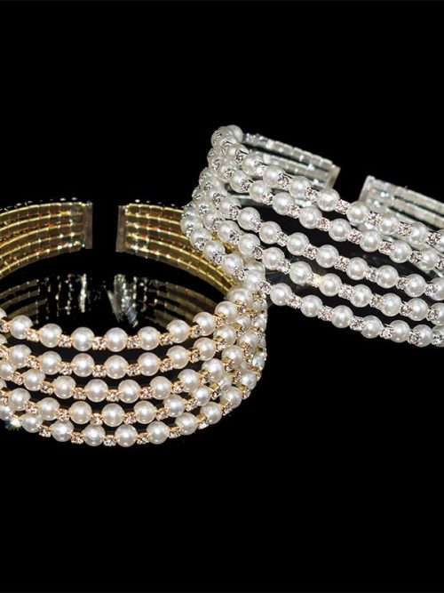 Fera Crystal Pearl Multi Bracelet – Silver