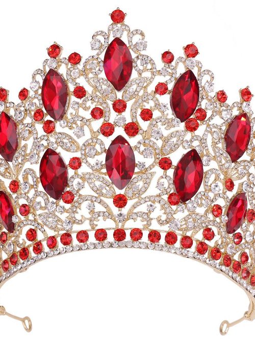 Fera Grandé Red Rhinestone Crown Tiara