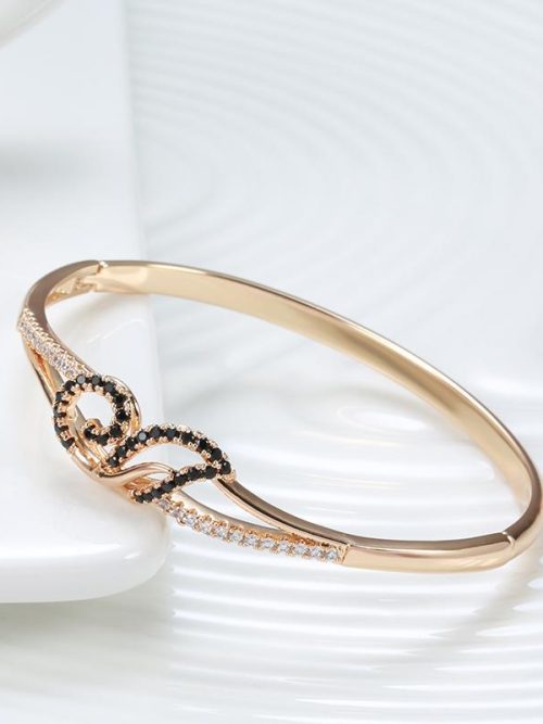 Atune Black Crystal Rose Bangle – Rose Gold