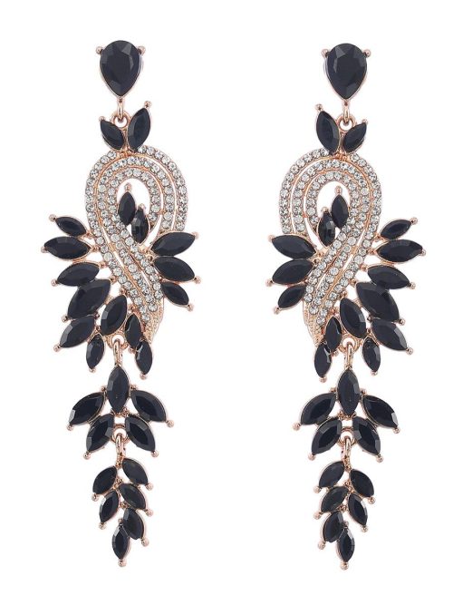 Nean Peacock Green Rhinestone Drop Earrings