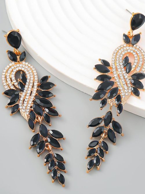 Nean Peacock Black Rhinestone Drop Earrings