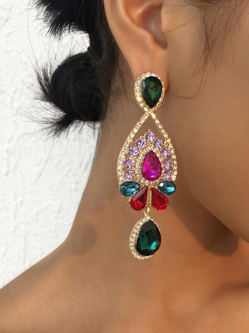 Kelila Temple Emerald Rhinestone Drop Earrings