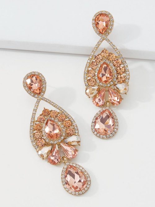 Kelila Temple Pink Rhinestone Drop Earrings