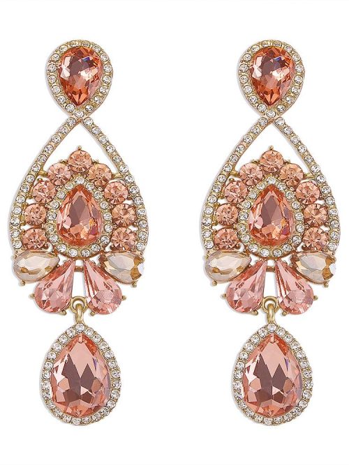 Kelila Temple Pink Rhinestone Drop Earrings
