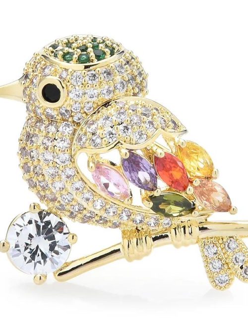 Robin Crystal Bird Brooch