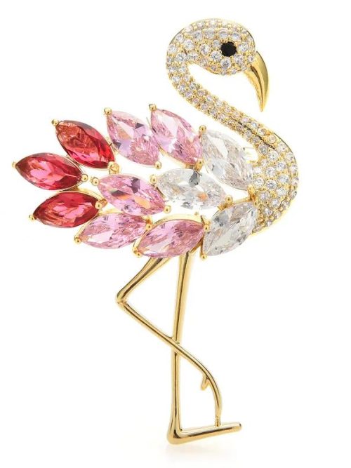 Phoebe Crystal Flamingo Brooch