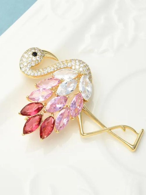 Phoebe Crystal Flamingo Brooch