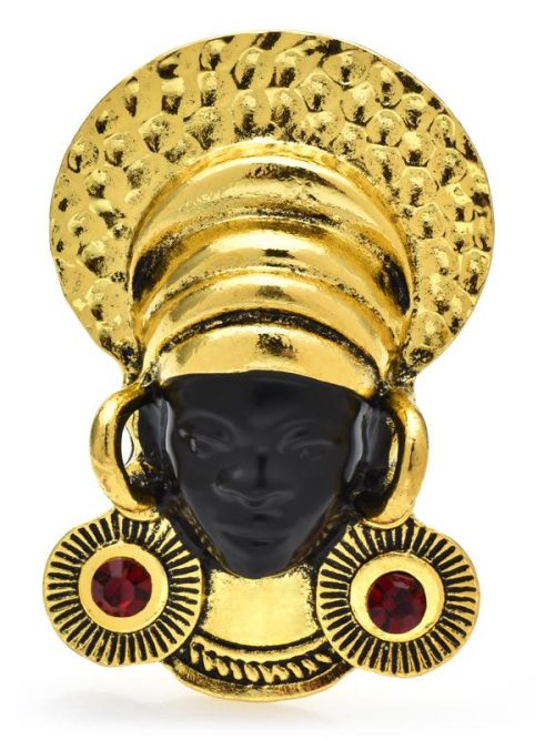 Nzinga Nubian Gold Enamel Brooch