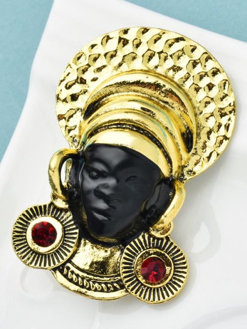 Nzinga Nubian Gold Enamel Brooch