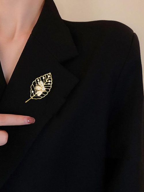 Ola Bee & Gold Leaf Brooch