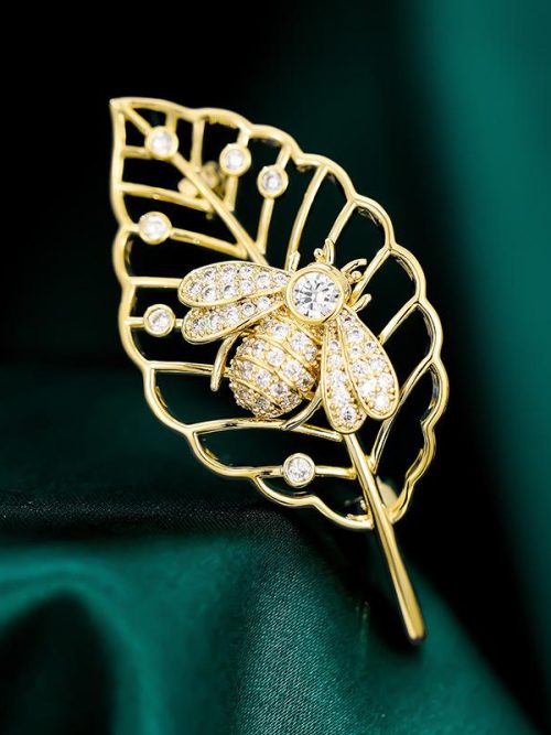 Ola Bee & Gold Leaf Brooch