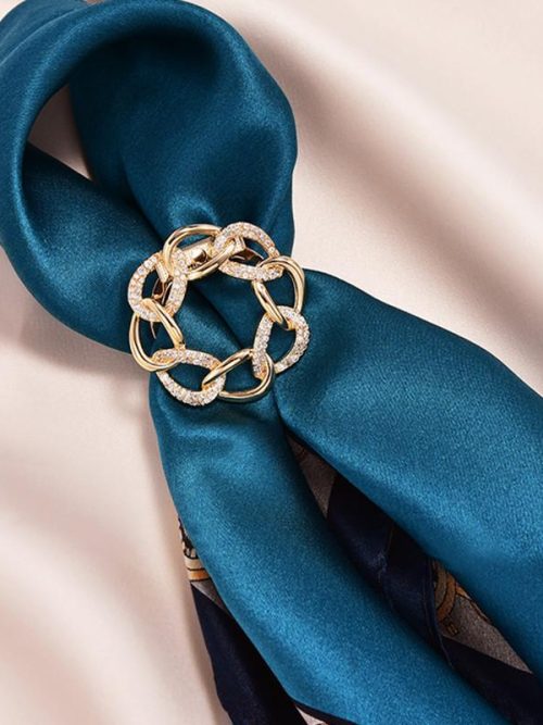 Movado Crystal Scarf Ring Brooch