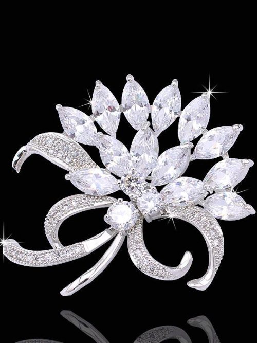 Mava Crystal Flower Corsage Brooch