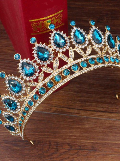 Aliza Blue Rhinestone Crown Tiara