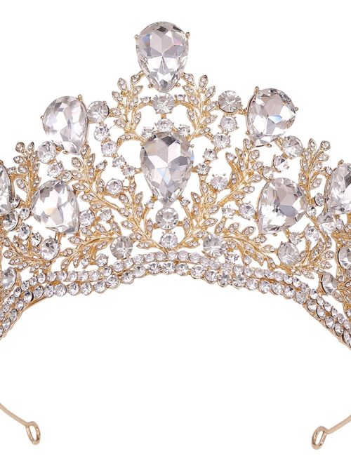 Alia White Rhinestone Crown Tiara