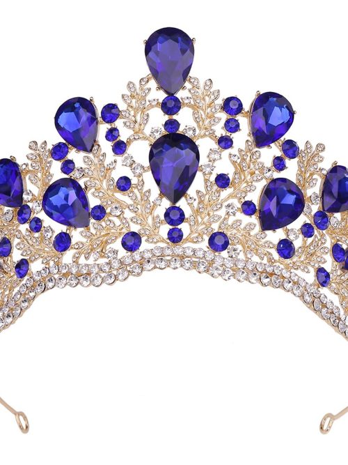 Alia Blue Rhinestone Crown Tiara
