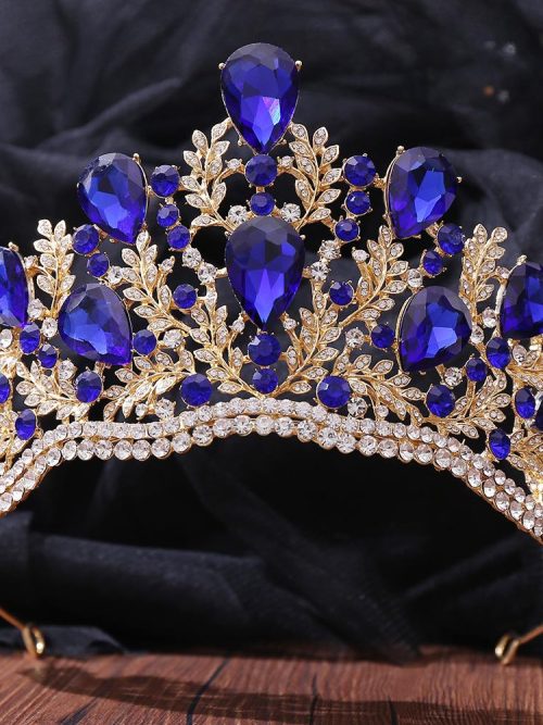 Alia Blue Rhinestone Crown Tiara