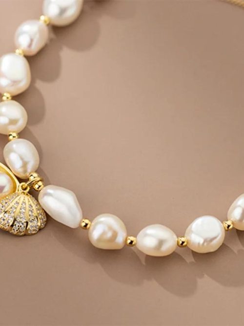 Melissa Gold Shell Charm Pearl Bracelet