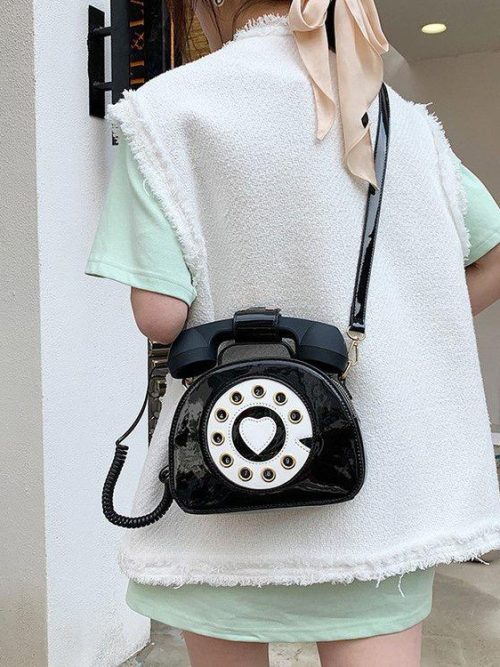 Ballard Telephone Pleather Handbag – Black