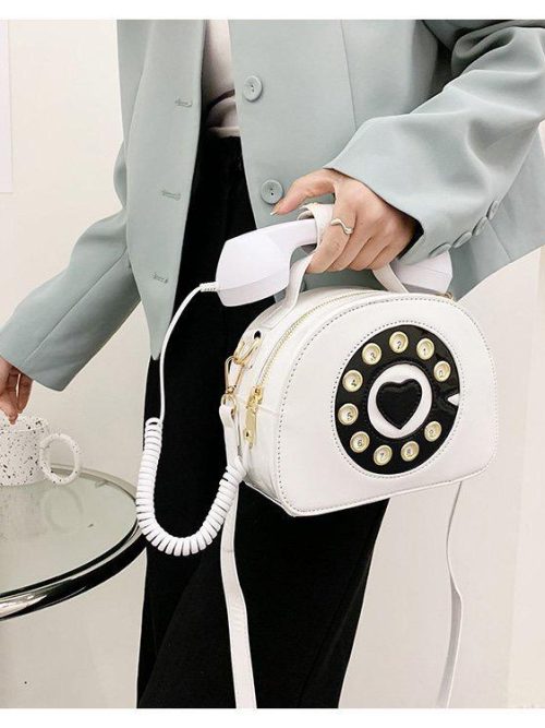 Ballard Telephone Pleather Handbag – White