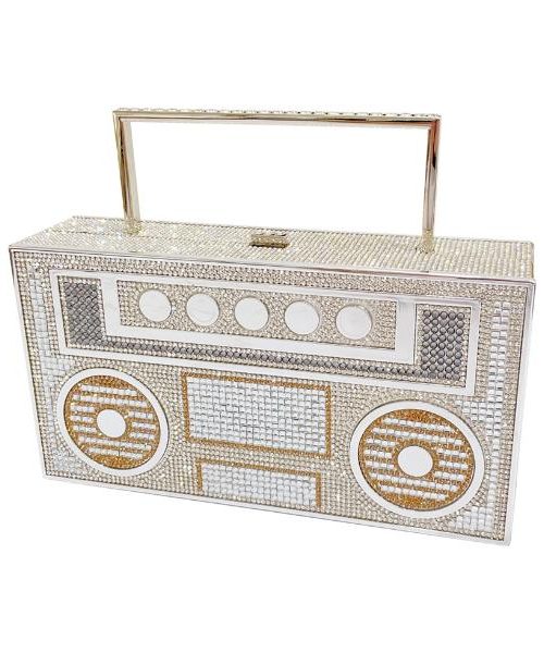 Bailey Silver & Gold Rhinestone Radio Clutch Bag