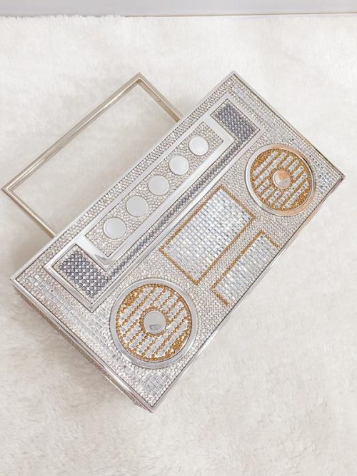 Bailey Silver & Gold Rhinestone Radio Clutch Bag