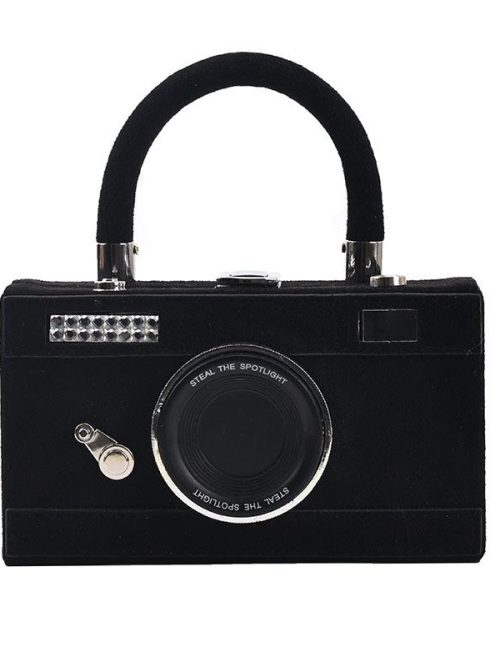 Filana Camera Clutch Suede Shoulder Bag – Black