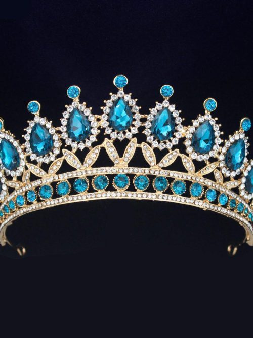 Aliza Blue Rhinestone Crown Tiara