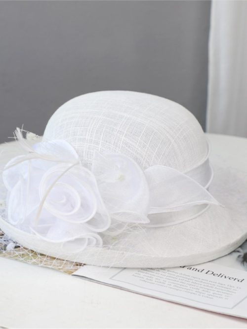 Audrey Races Flower Bowler Hat – White