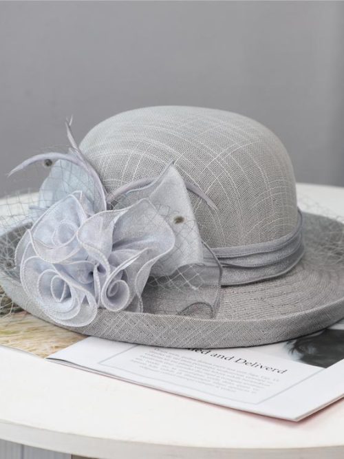 Audrey Races Flower Bowler Hat – Grey