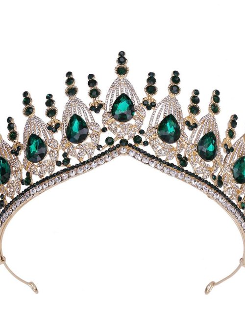 Bryony Baroque Green Rhinestone Crown Tiara