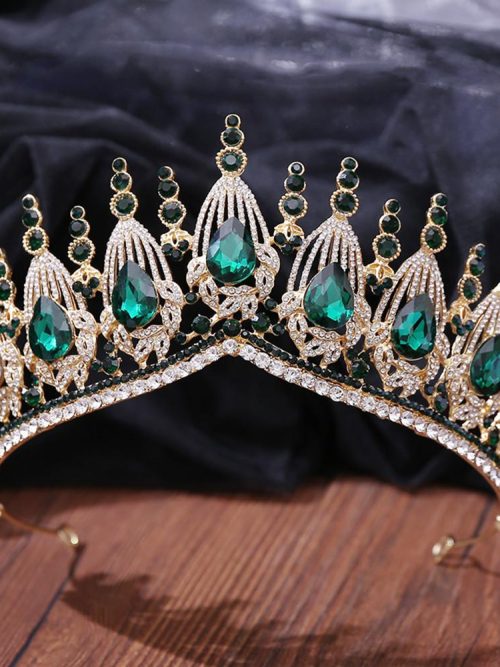 Bryony Baroque Green Rhinestone Crown Tiara