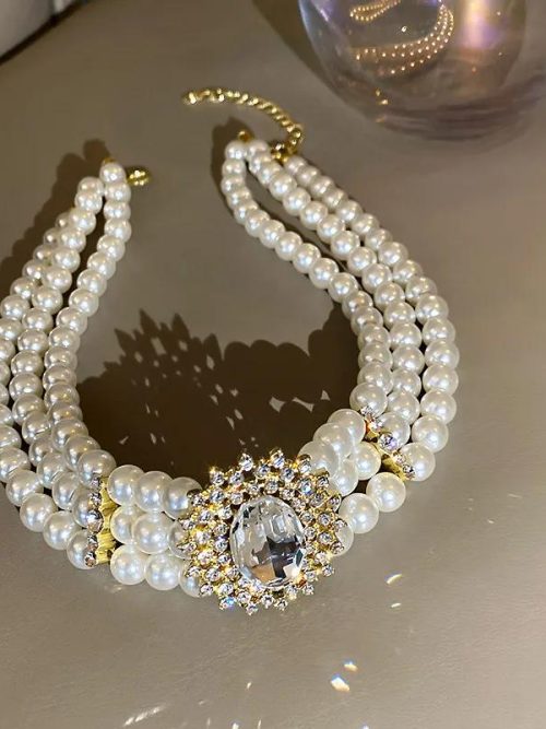 Fula Faux Pearl Vintage Choker Necklace