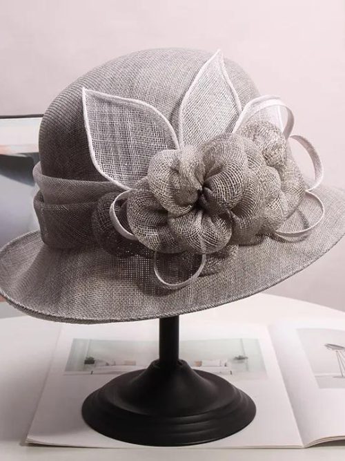 Brigette Church Grey Sinamay Hat