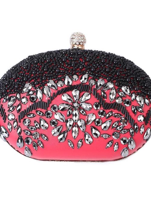 Belinda Beaded Evening Clutch Purse – Red