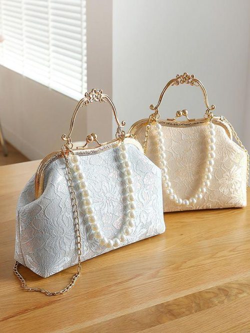 Aselda Vintage Classic Blue Lace Purse Handbag