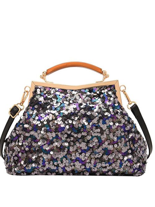 Tarahi Sequin Shoulder Handbag – Black
