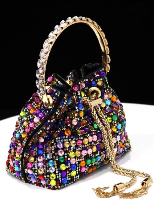 Ranna Multi Rhinestone Evening Pouch Bag