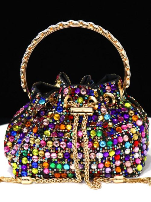 Ranna Multi Rhinestone Evening Pouch Bag