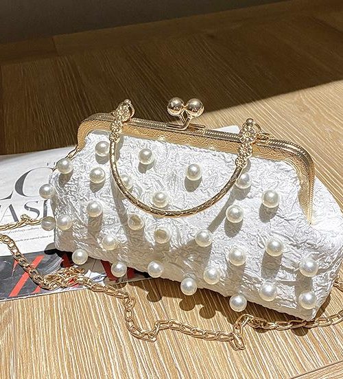 Simone Pearl Purse Handbag – White