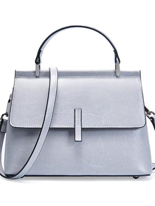 Téyla Full Leather Retro Shoulder Bag – Silver