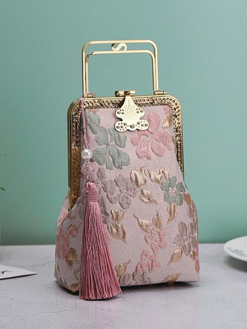 Abigail Vintage Pink Floral Tassel Purse