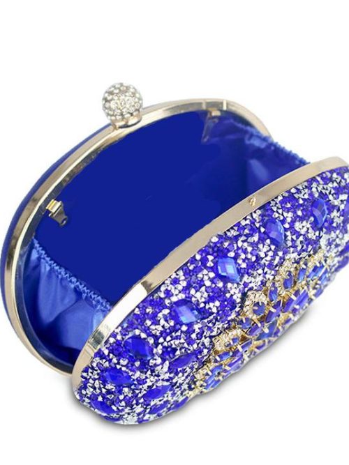 Khloe Diamante Blue Flower Crystal Clutch