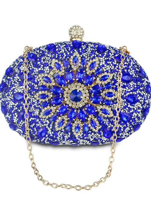 Khloe Diamante Silver Flower Crystal Clutch