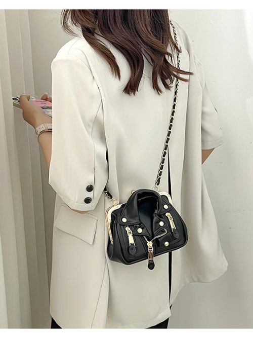 Sinita Leather Jacket Handbag – Black
